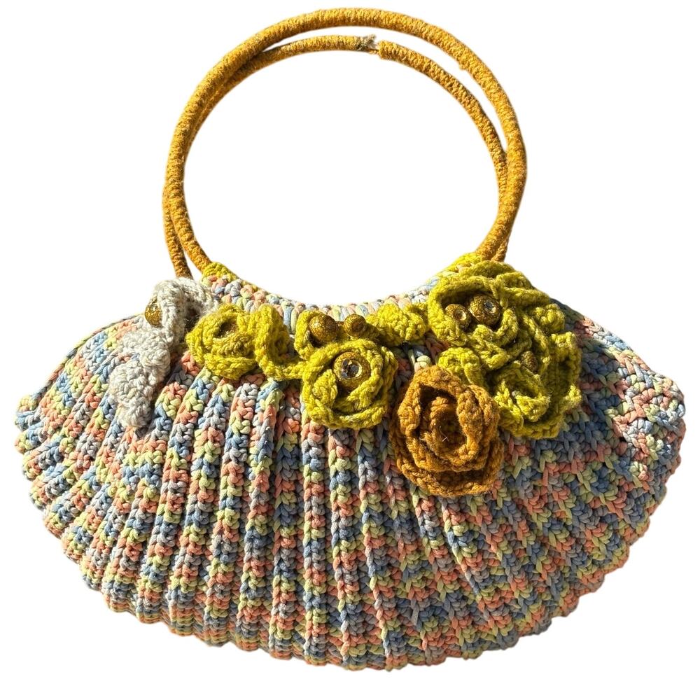 Brown & Blue Crochet Bag - Picture 2 of 7